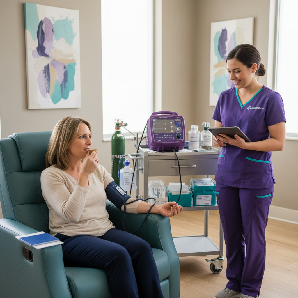 Patient taking medication during supervised drug challenge